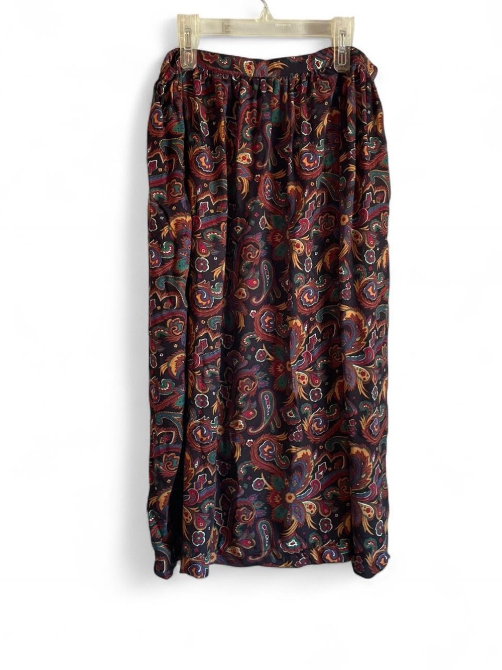 Dana Blake Women's 14 Vintage 90s Black Multicolor Paisley Print Midi Skirt